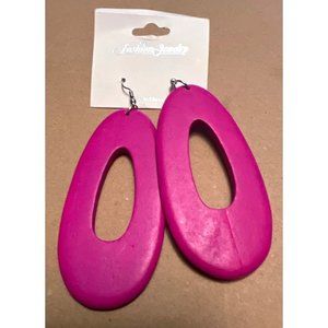 Fashion Jewelry Pink Oval Wood Earrings
